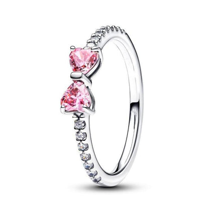 Set bijuterii Inel si Bratara Pink Bow cu Argint