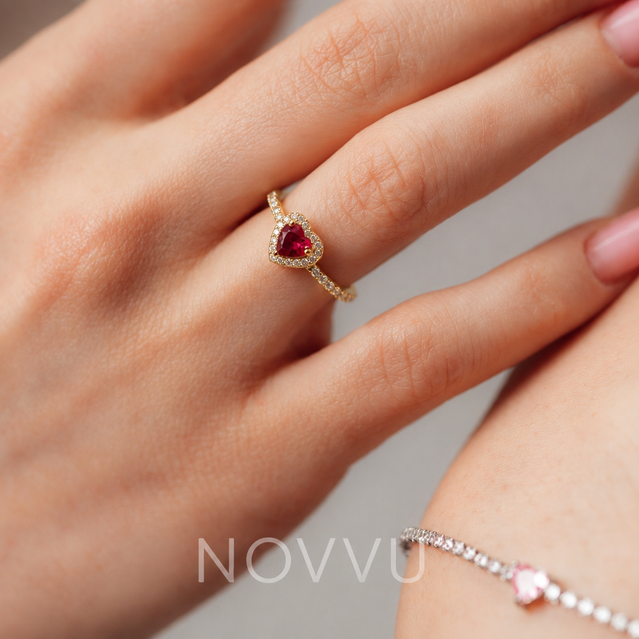 Set bijuterii Inel si Bratara Red Heart Cu Aur