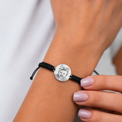 Bratara Neagra Personalizata Bebe cu Argint