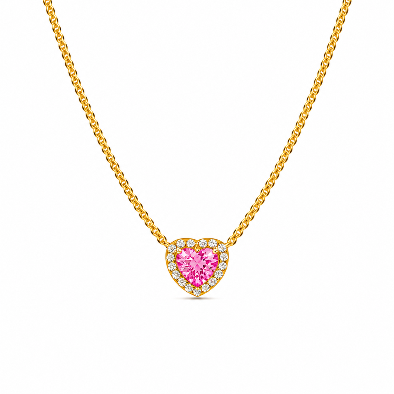 Colier Pink Heart Gold