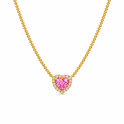 Colier Pink Heart Gold