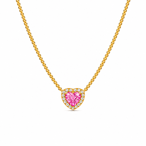 Colier Pink Heart Gold