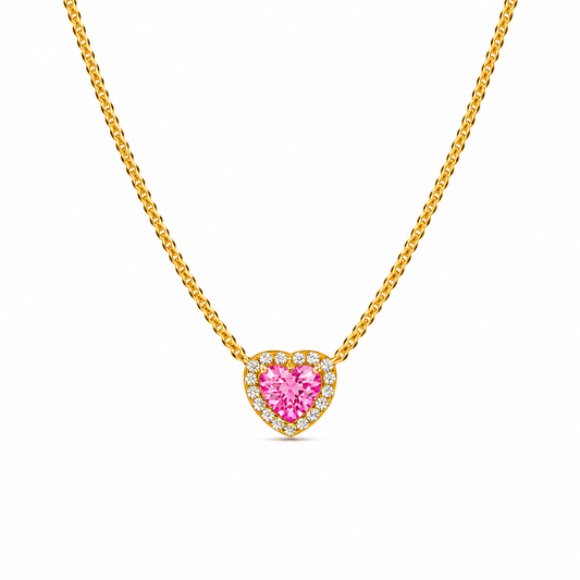 Colier Pink Heart Gold