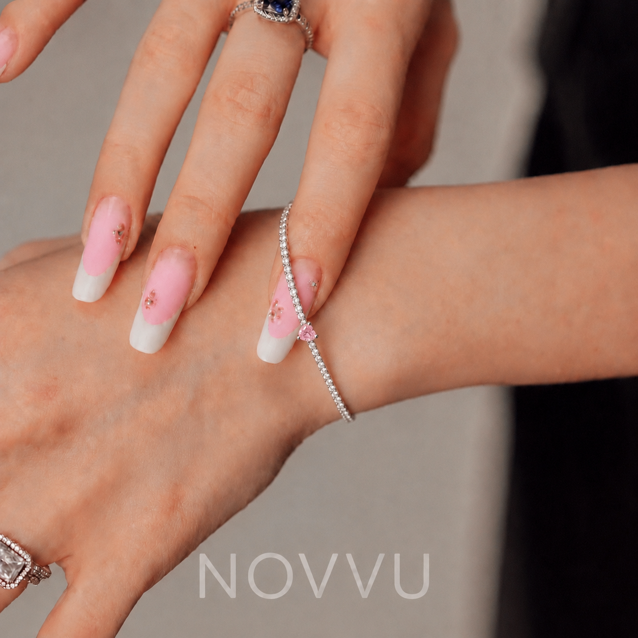 Bratara Tennis Pink Heart Cu Argint