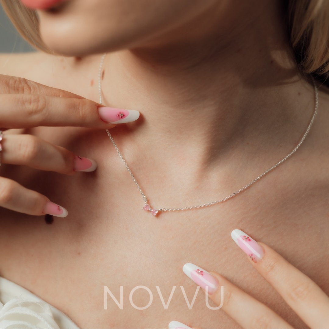 Set bijuterii Inel,Bratara si Colier Pink Bow Cu Argint