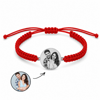 Bratara Personalizata Cuplu Rosie cu Argint