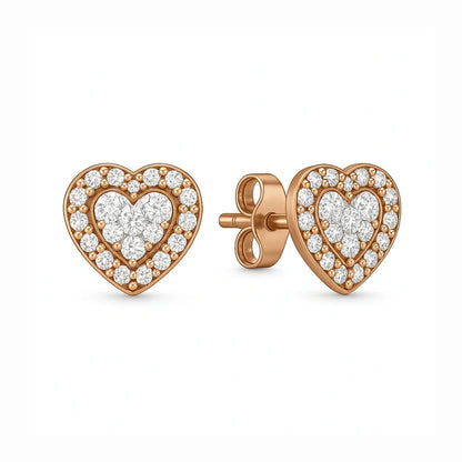 Set bijuterii Inel,Cercei si Colier White Heart Rose Cu Argint