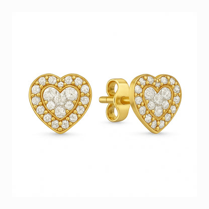 Set bijuterii Inel,Cercei si Colier Gold White Heart Cu Argint