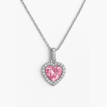 Colier Big Heart Pink Cu Argint