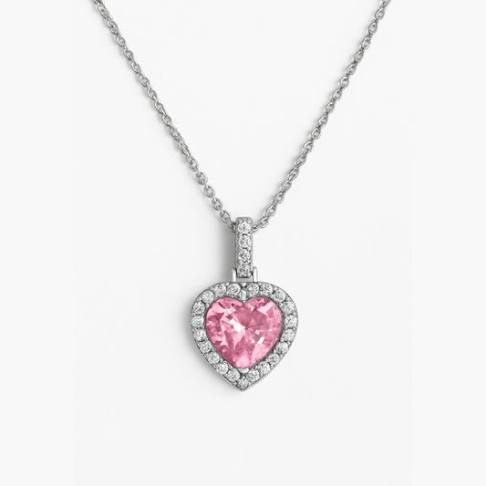 Colier Big Heart Pink Cu Argint