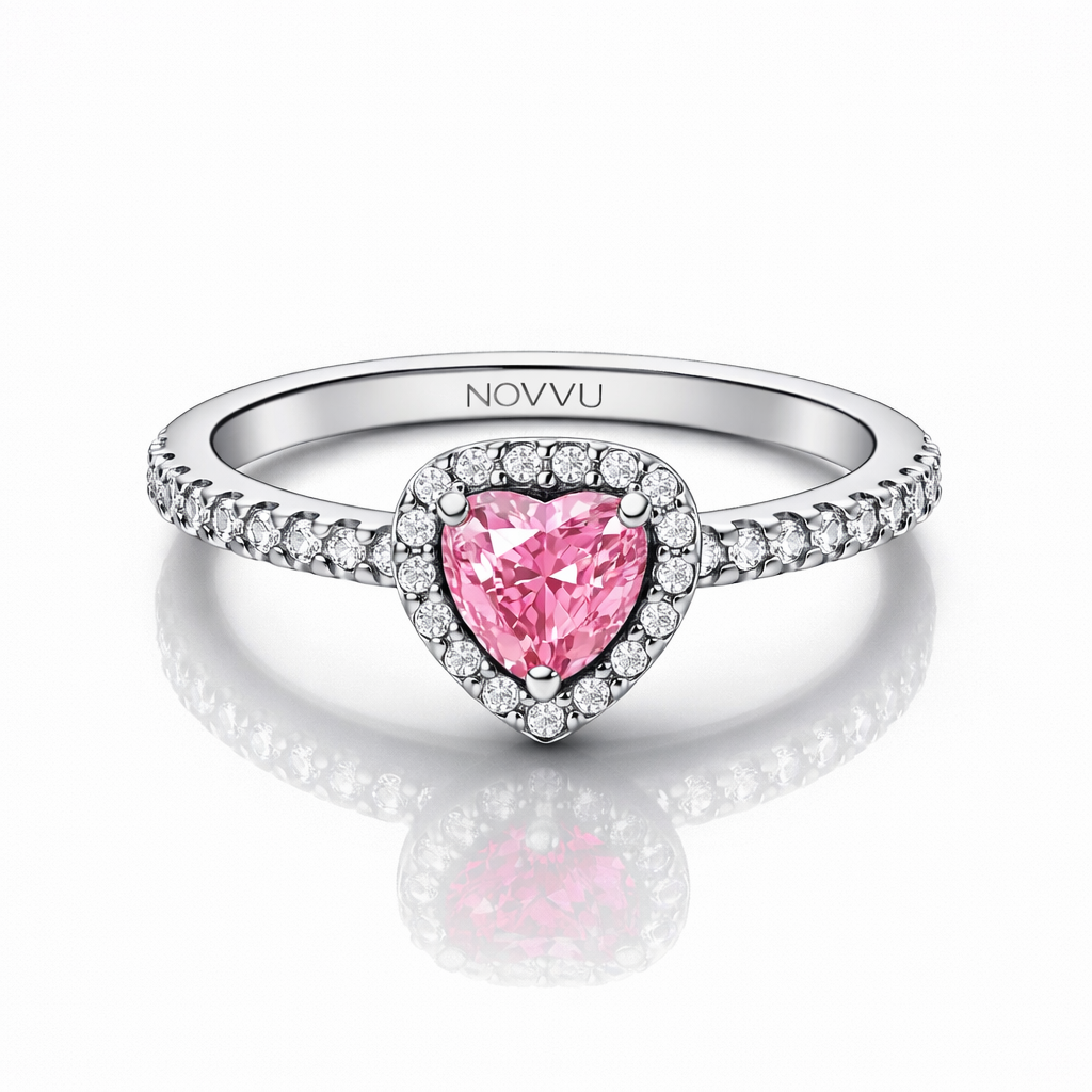 Inel Pink Heart cu Argint