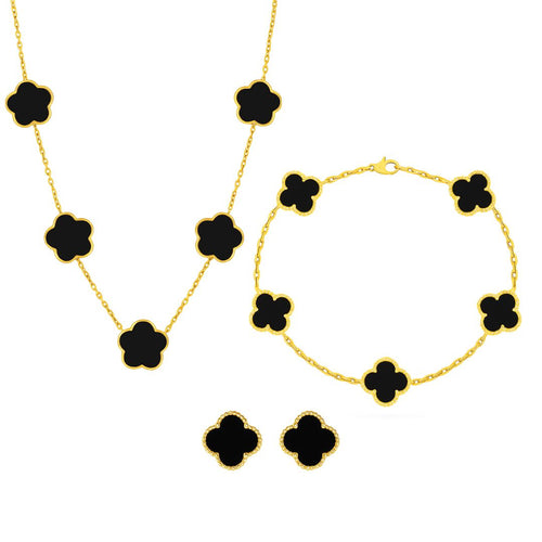 Set Bijuterii Colier,Bratara si Cercei Van Luxy Black Gold