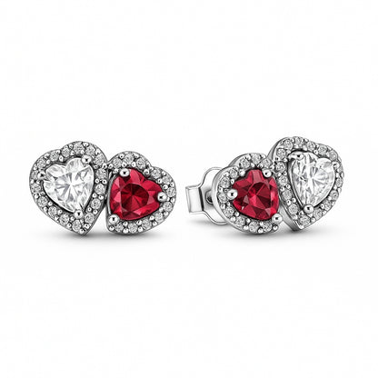 Cercei Dublu Heart Silver cu Argint