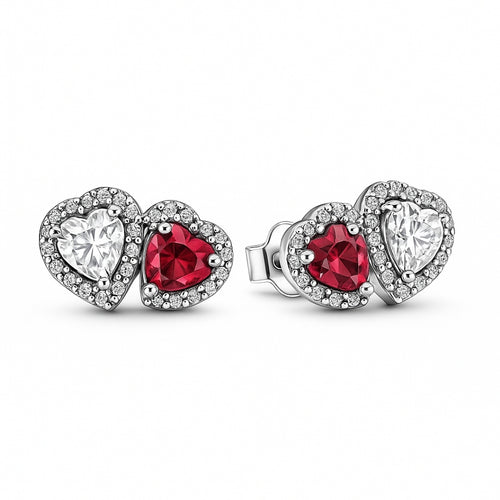 Cercei Dublu Heart Silver cu Argint