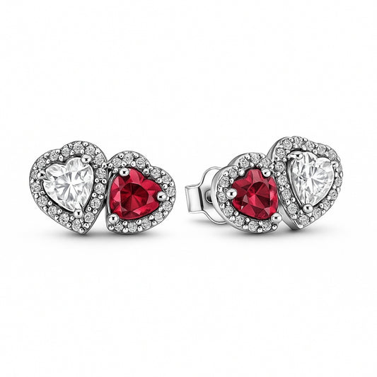 Cercei Dublu Heart Silver cu Argint