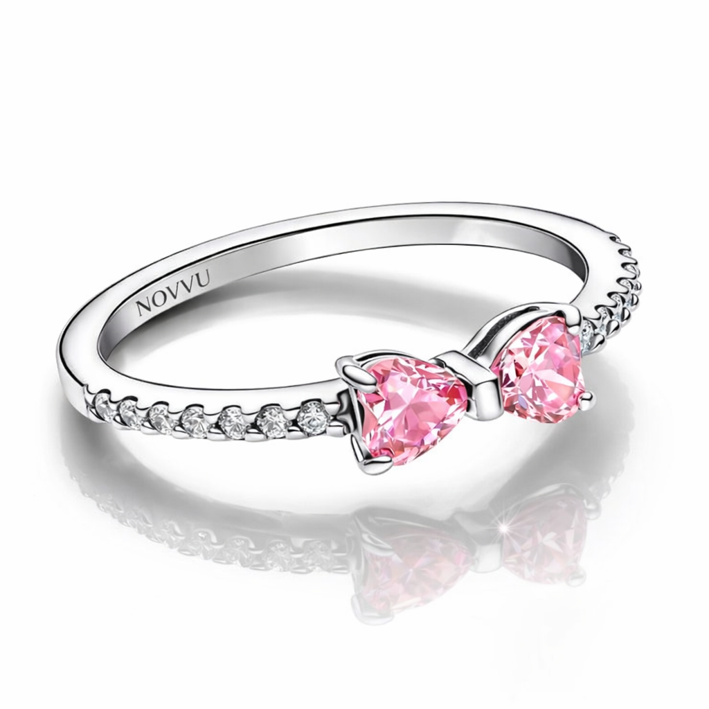 Inel Pink Bow cu Argint