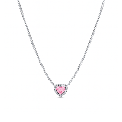 Set bijuterii Inel,Cercei si Colier Pink Heart cu Argint