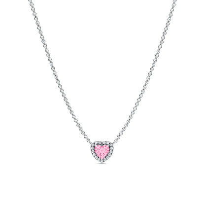Set bijuterii Colier si Bratara Pink Heart Cu Argint