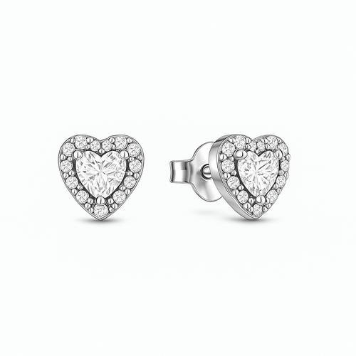 Cercei White Heart Silver cu Argint