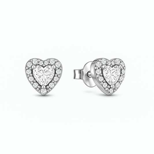Cercei White Heart Silver cu Argint