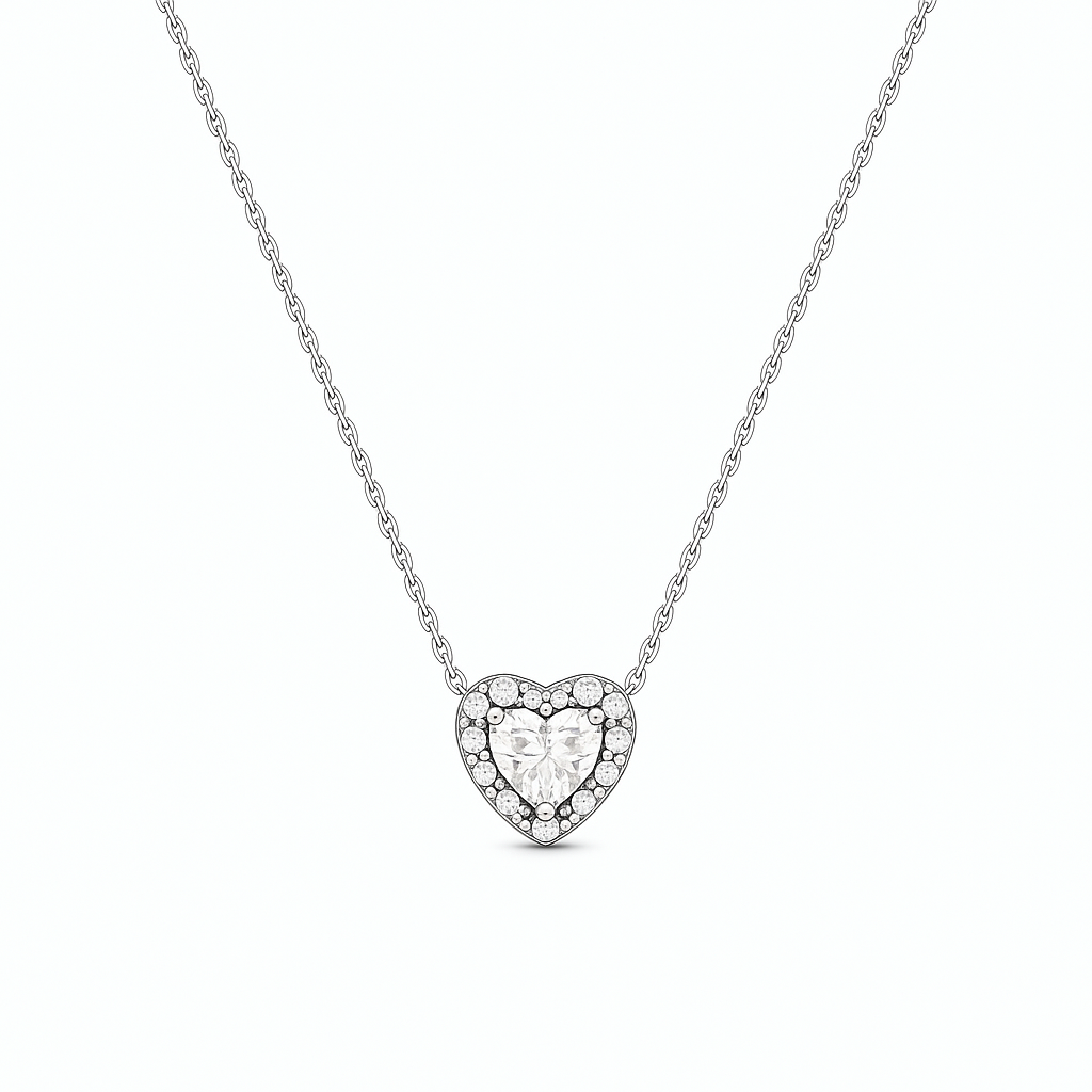 Set bijuterii Colier si Bratara White Heart Cu Argint
