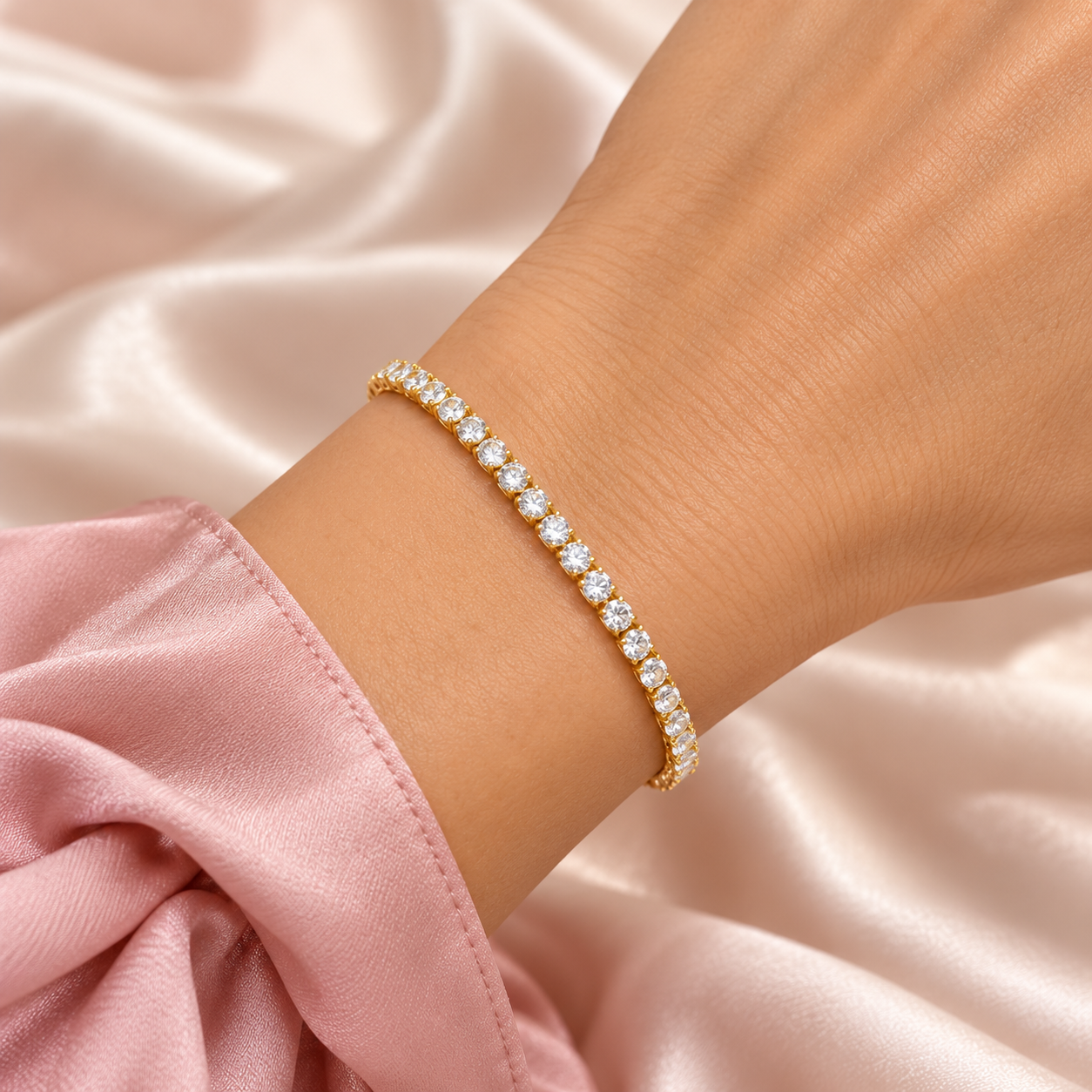 Brățară Tennis Slim Placată cu Aur 18k