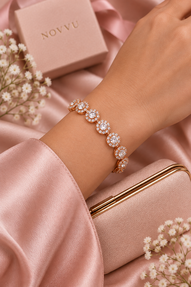 Set Angel Brățară+Colier+Cercei Cadou Rose Gold