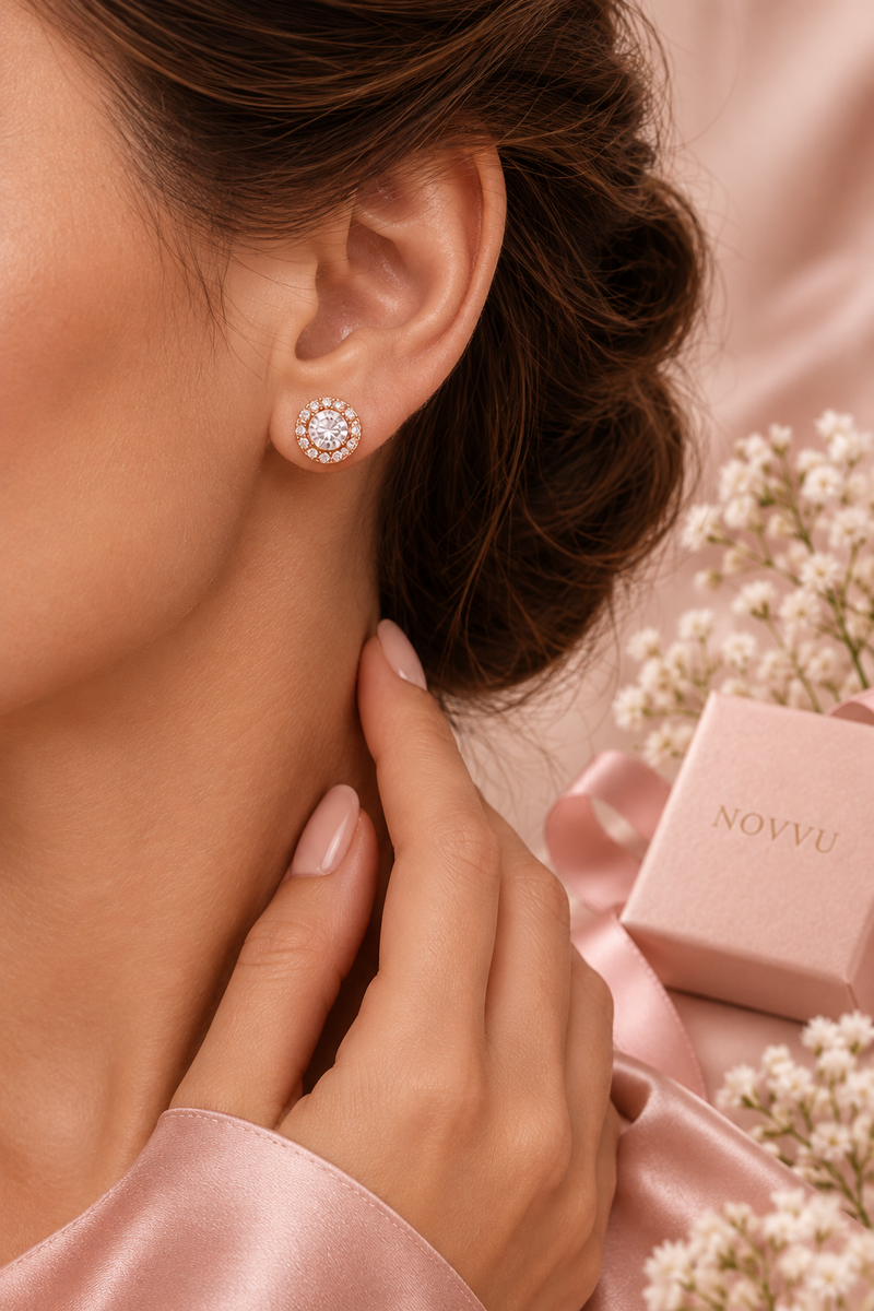 Set Angel Brățară+Colier+Cercei Cadou Rose Gold
