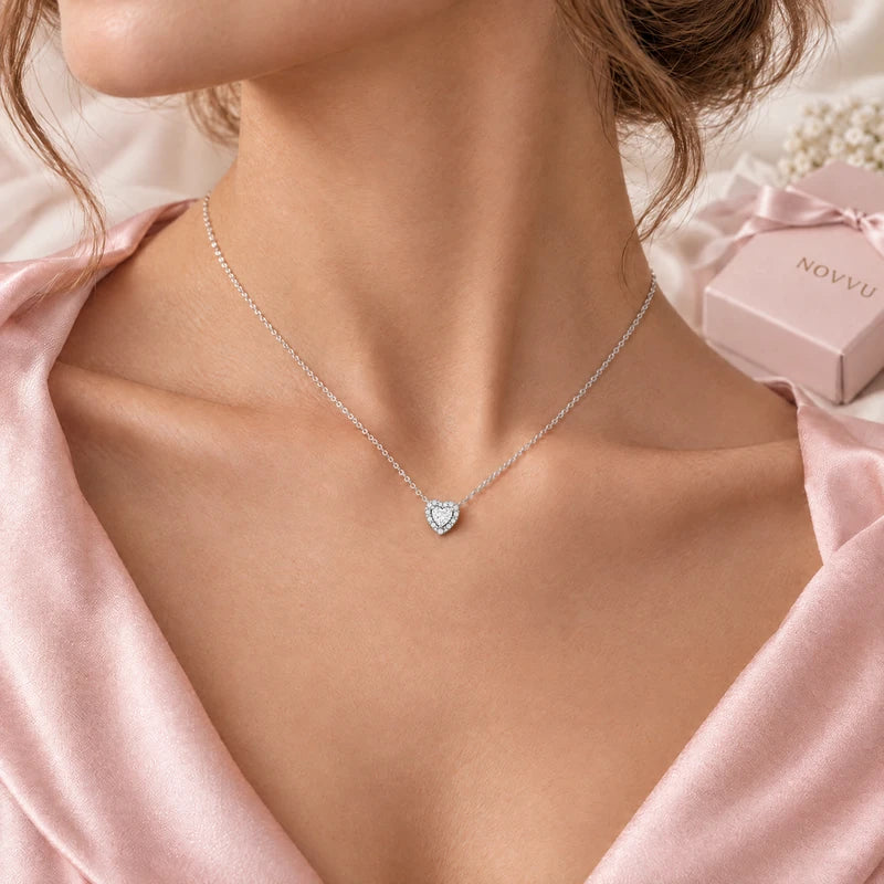 Set bijuterii Inel,Cercei,Bratara si Colier White Heart Cu Argint