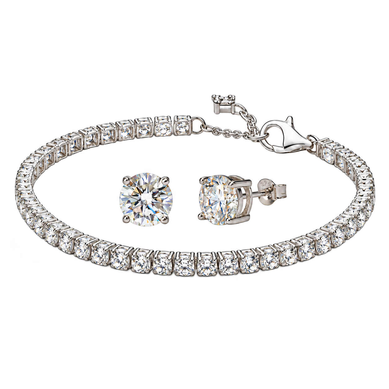 Set Tennis Silver Classic: brățară Tennis Silver și cercei Tennis 6MM