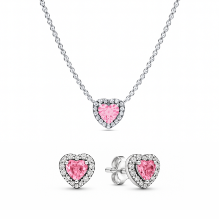 Set de bijuterii Colier si Cercei Pink Heart