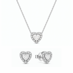 Set bijuterii Colier si Cercei White Heart