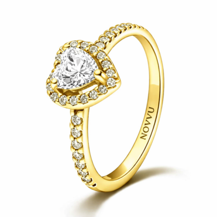 Inel White Heart Gold