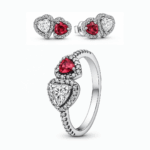 Set bijuterii Inel si Cercei Dublu Heart