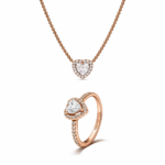 Set bijuterii Inel si Colier White Heart