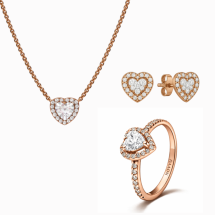 Set bijuterii Inel,Cercei si Colier White Heart