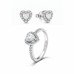 Set bijuterii Inel si Cercei White Heart