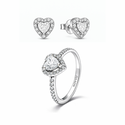 Set bijuterii Inel si Cercei White Heart