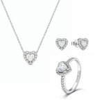 Set bijuterii Inel,Cercei si Colier White Heart