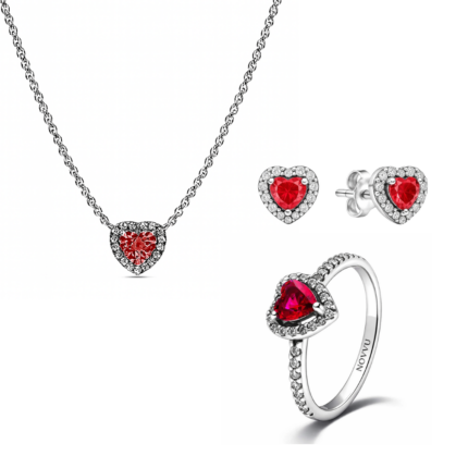 Set bijuterii Inel,Cercei si Colier Red Heart