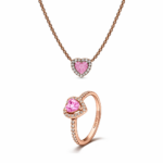 Set bijuterii Inel si Colier Pink Heart