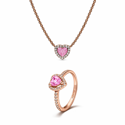 Set bijuterii Inel si Colier Pink Heart