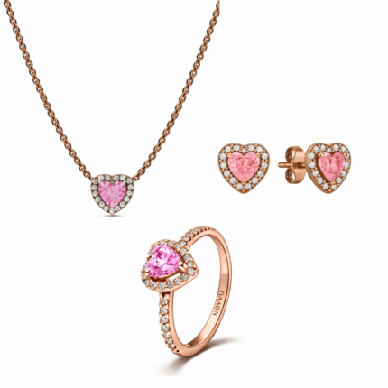 Set bijuterii Inel,Cercei si Colier Pink Heart