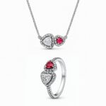 Set bijuterii Inel si Colier Dublu Heart