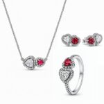Set bijuterii Inel,Cercei si Colier Dublu Heart
