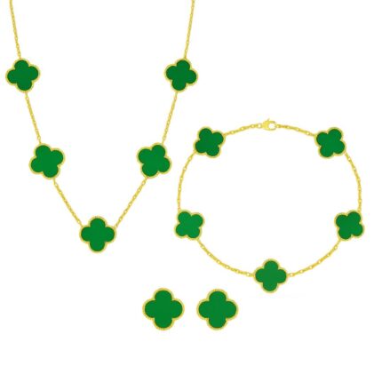 Set Bijuterii Colier,Bratara si Cercei Van Luxy Green Gold