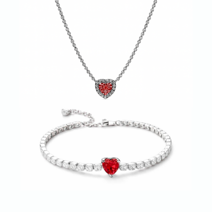 Set bijuterii Colier si Bratara Red Heart
