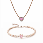 Set bijuterii Colier si Bratara Pink Heart