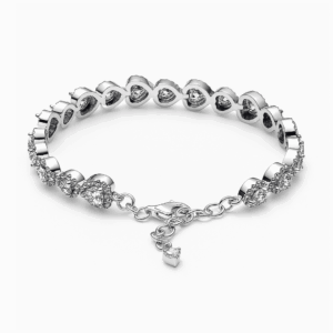 Bratara White Heart Silver