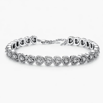 Bratara White Heart Silver